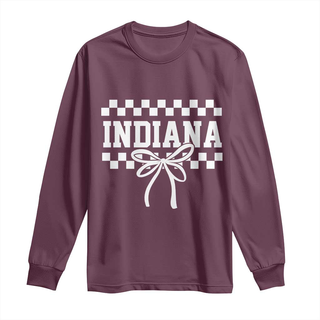 Retro Indiana Long Sleeve Shirt Coquette Bow Checkered Women Girls Kids TS10 Maroon Print Your Wear
