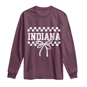Retro Indiana Long Sleeve Shirt Coquette Bow Checkered Women Girls Kids TS10 Maroon Print Your Wear