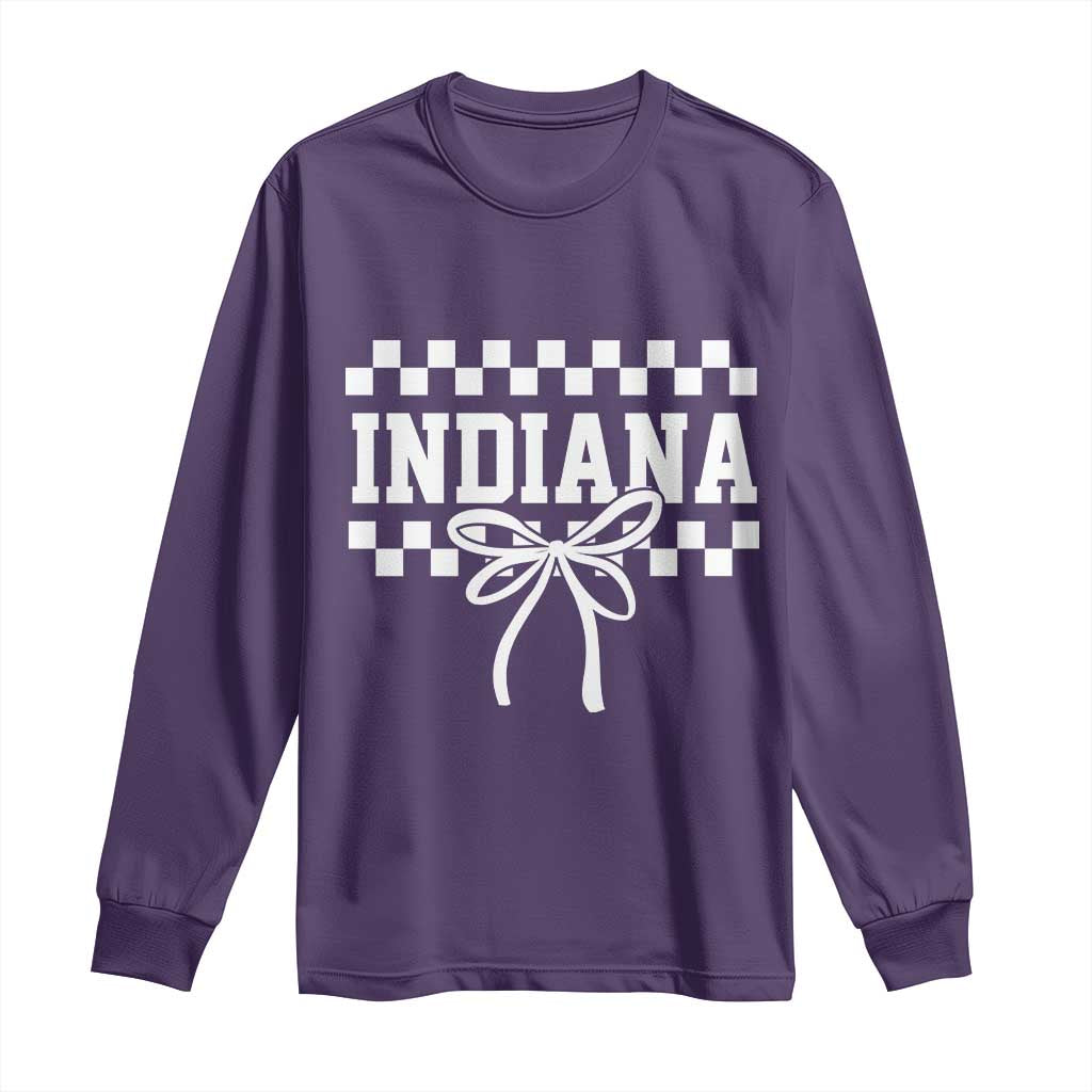 Retro Indiana Long Sleeve Shirt Coquette Bow Checkered Women Girls Kids TS10 Purple Print Your Wear