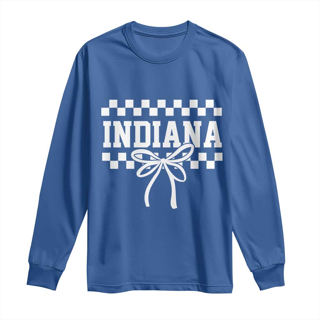 Retro Indiana Long Sleeve Shirt Coquette Bow Checkered Women Girls Kids TS10 Royal Blue Print Your Wear