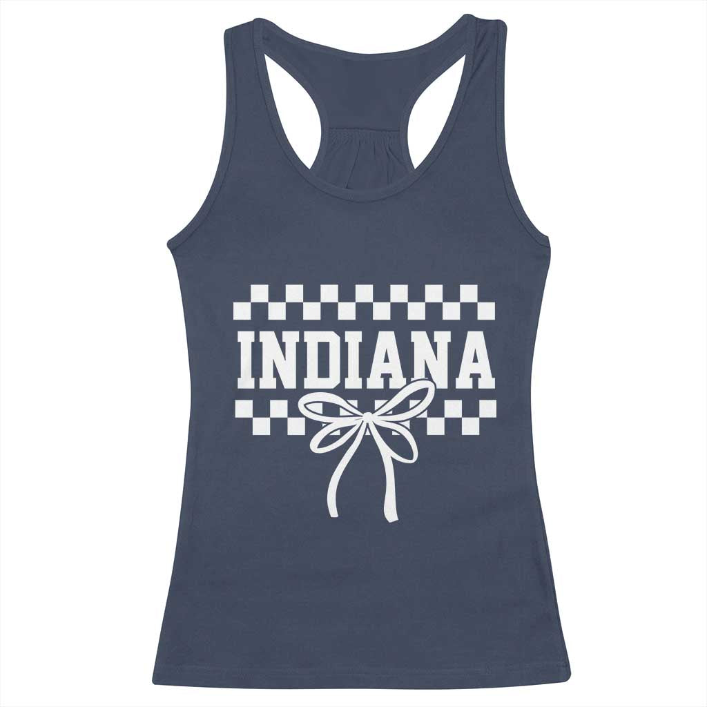 Retro Indiana Racerback Tank Top Coquette Bow Checkered Women Girls Kids TS10 Navy Print Your Wear