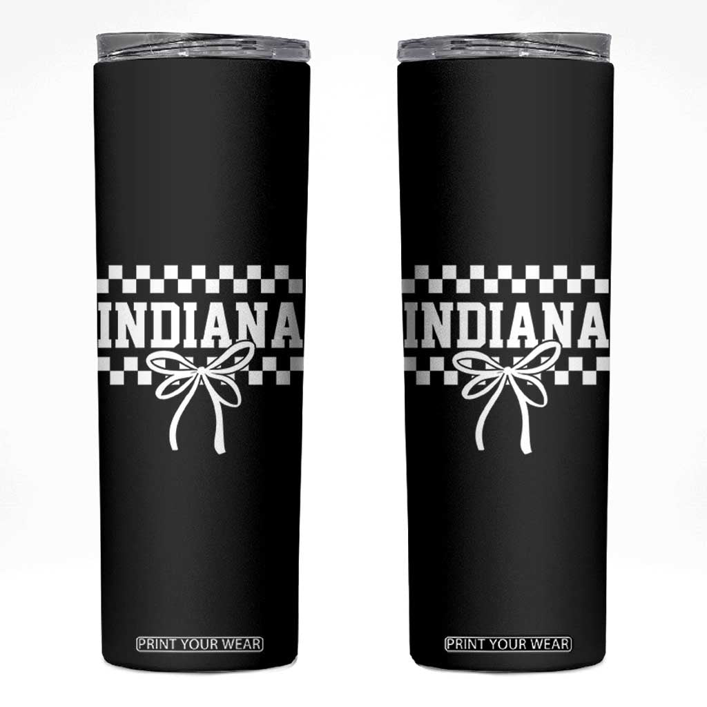 Retro Indiana Skinny Tumbler Coquette Bow Checkered Women Girls Kids TS10 Black Print Your Wear