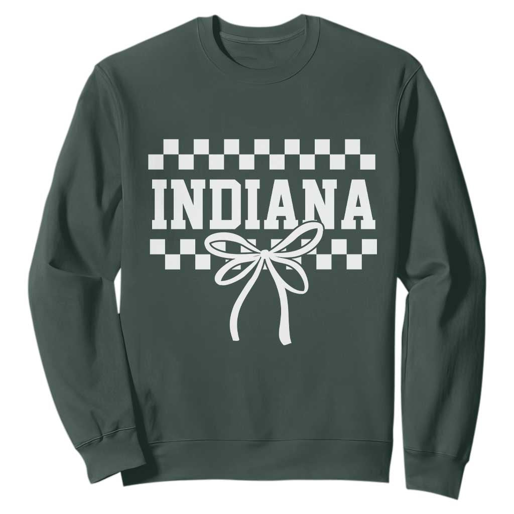 Retro Indiana Sweatshirt Coquette Bow Checkered Women Girls Kids TS10 Dark Forest Green Print Your Wear