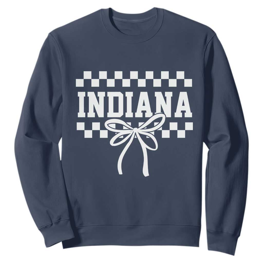 Retro Indiana Sweatshirt Coquette Bow Checkered Women Girls Kids TS10 Navy Print Your Wear