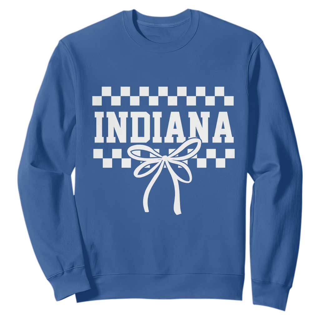 Retro Indiana Sweatshirt Coquette Bow Checkered Women Girls Kids TS10 Royal Blue Print Your Wear