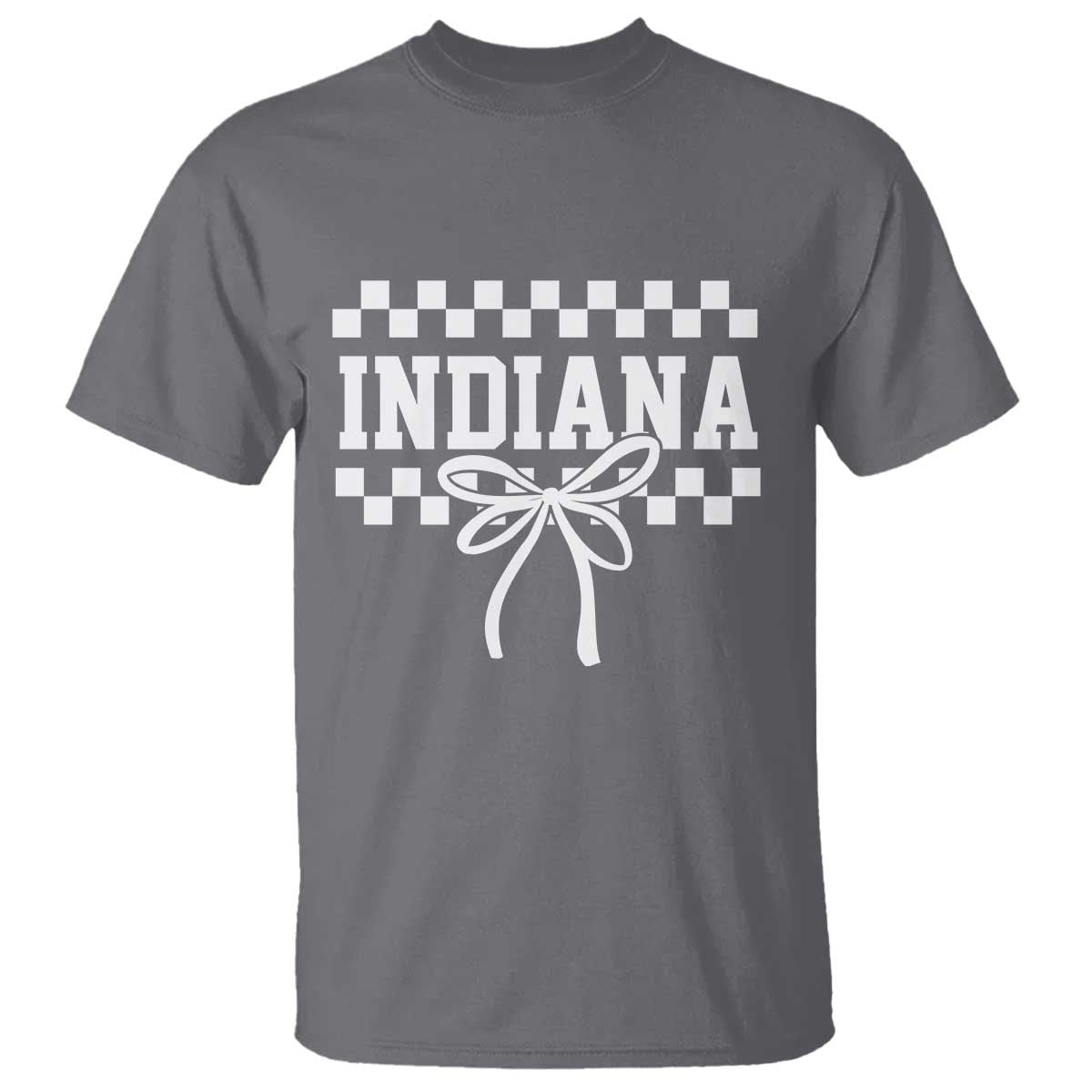 Retro Indiana T Shirt Coquette Bow Checkered Women Girls Kids TS10 Charcoal Print Your Wear
