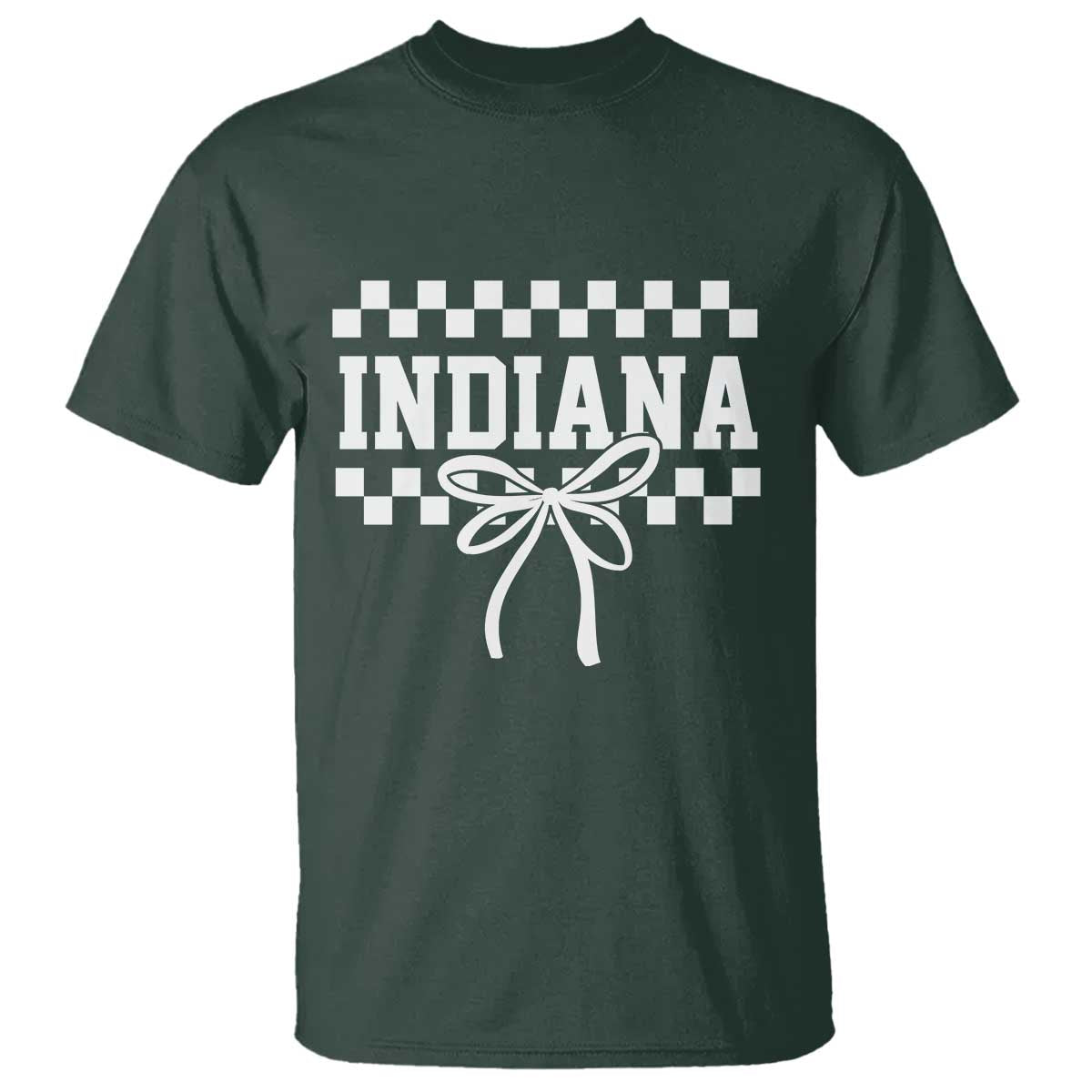 Retro Indiana T Shirt Coquette Bow Checkered Women Girls Kids TS10 Dark Forest Green Print Your Wear