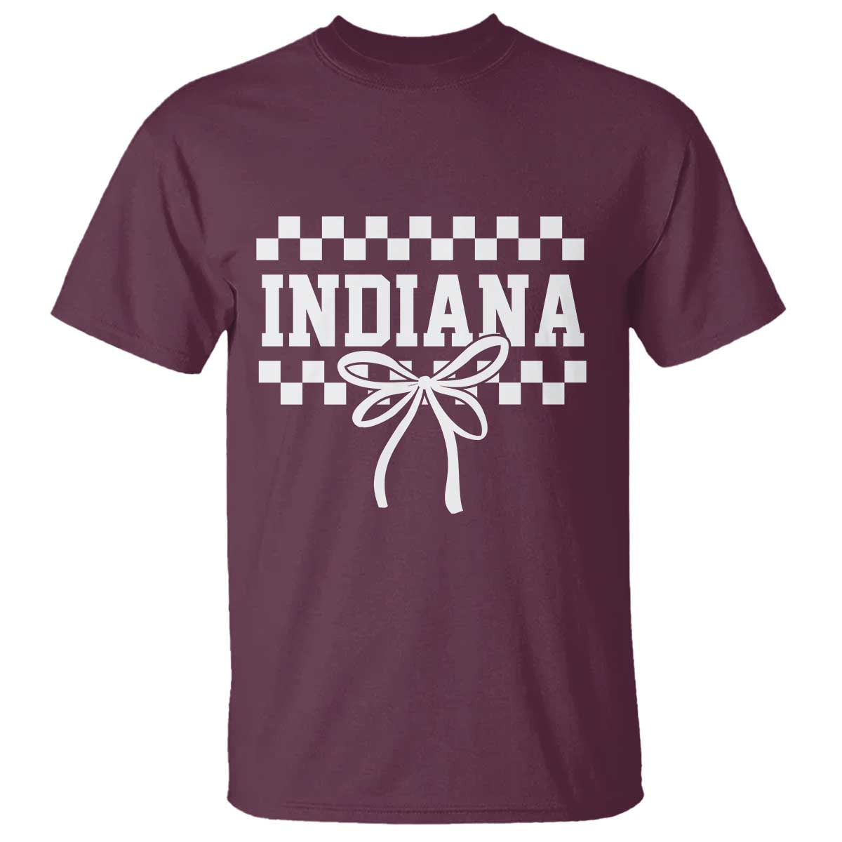 Retro Indiana T Shirt Coquette Bow Checkered Women Girls Kids TS10 Maroon Print Your Wear