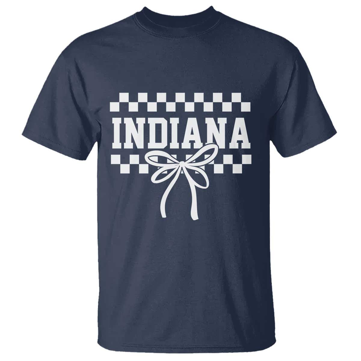 Retro Indiana T Shirt Coquette Bow Checkered Women Girls Kids TS10 Navy Print Your Wear