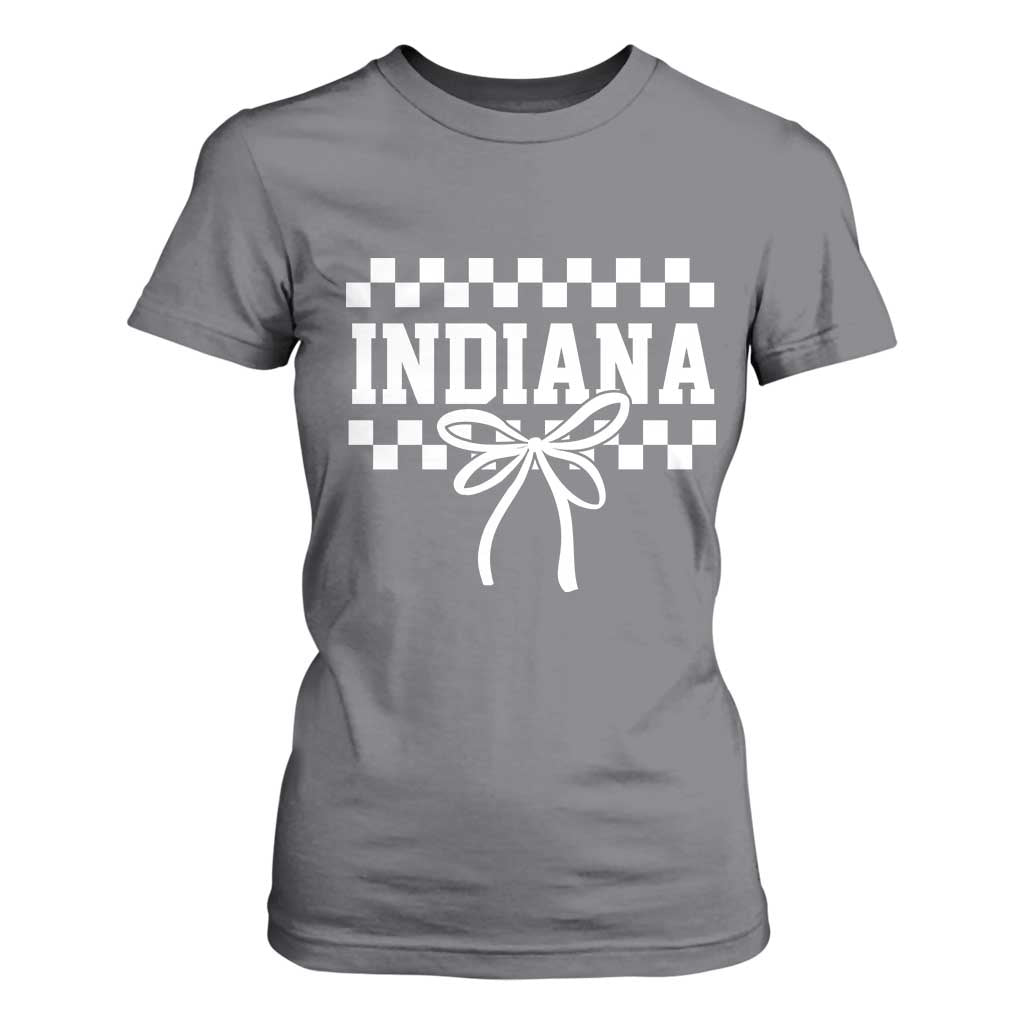 Retro Indiana T Shirt For Women Coquette Bow Checkered Women Girls Kids TS10 Charcoal Print Your Wear