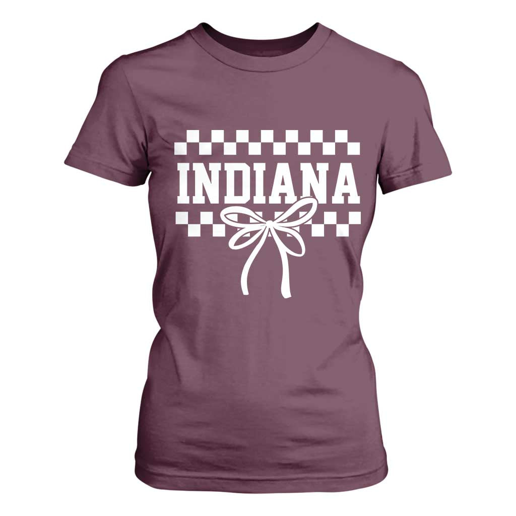 Retro Indiana T Shirt For Women Coquette Bow Checkered Women Girls Kids TS10 Maroon Print Your Wear
