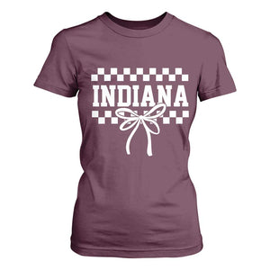 Retro Indiana T Shirt For Women Coquette Bow Checkered Women Girls Kids TS10 Maroon Print Your Wear