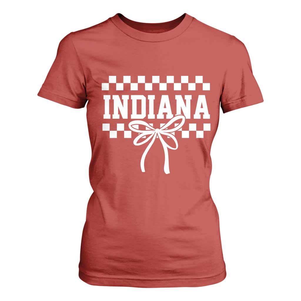 Retro Indiana T Shirt For Women Coquette Bow Checkered Women Girls Kids - Print Your Wear