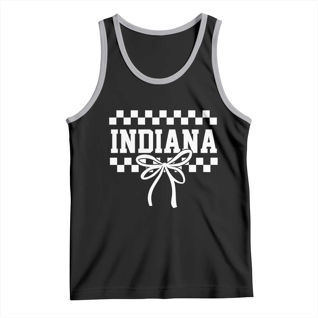 Retro Indiana Tank Top Coquette Bow Checkered Women Girls Kids TS10 Black Athletic Heather Print Your Wear