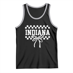 Retro Indiana Tank Top Coquette Bow Checkered Women Girls Kids TS10 Black Athletic Heather Print Your Wear