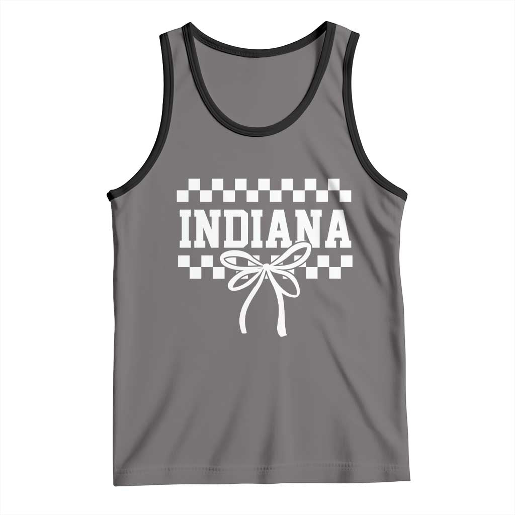 Retro Indiana Tank Top Coquette Bow Checkered Women Girls Kids TS10 Deep Heather Black Print Your Wear