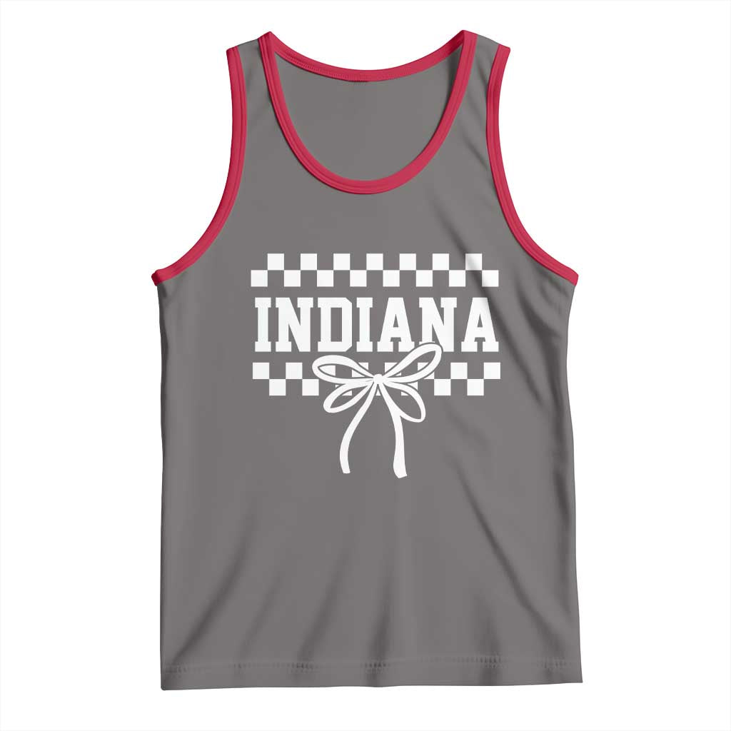 Retro Indiana Tank Top Coquette Bow Checkered Women Girls Kids TS10 Deep Heather Red Print Your Wear
