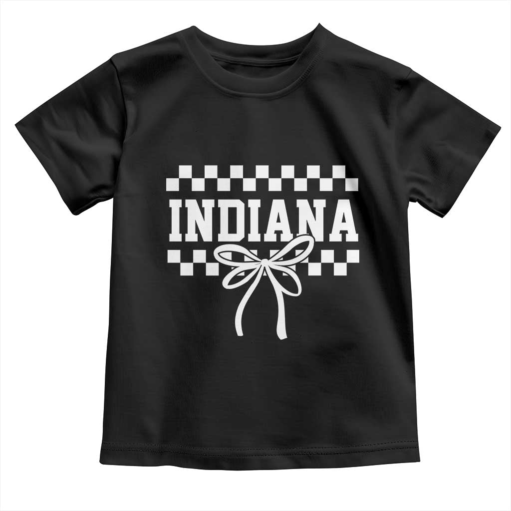 Retro Indiana Toddler T Shirt Coquette Bow Checkered Women Girls Kids TS10 Black Print Your Wear