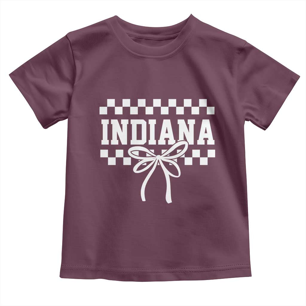 Retro Indiana Toddler T Shirt Coquette Bow Checkered Women Girls Kids TS10 Maroon Print Your Wear
