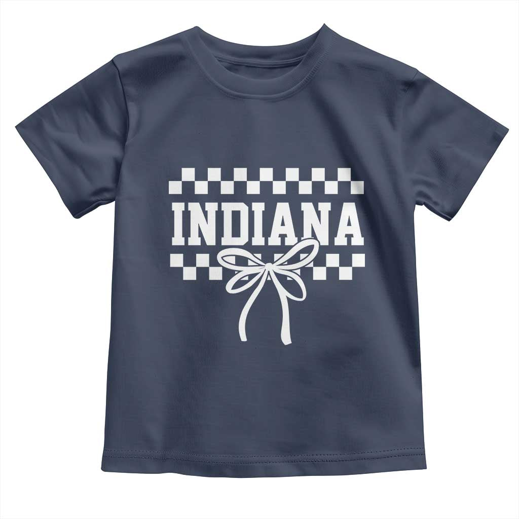 Retro Indiana Toddler T Shirt Coquette Bow Checkered Women Girls Kids TS10 Navy Print Your Wear