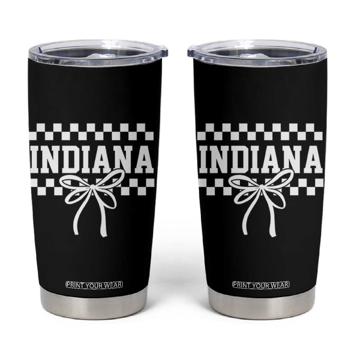 Retro Indiana Tumbler Cup Coquette Bow Checkered Women Girls Kids TS10 Black Print Your Wear