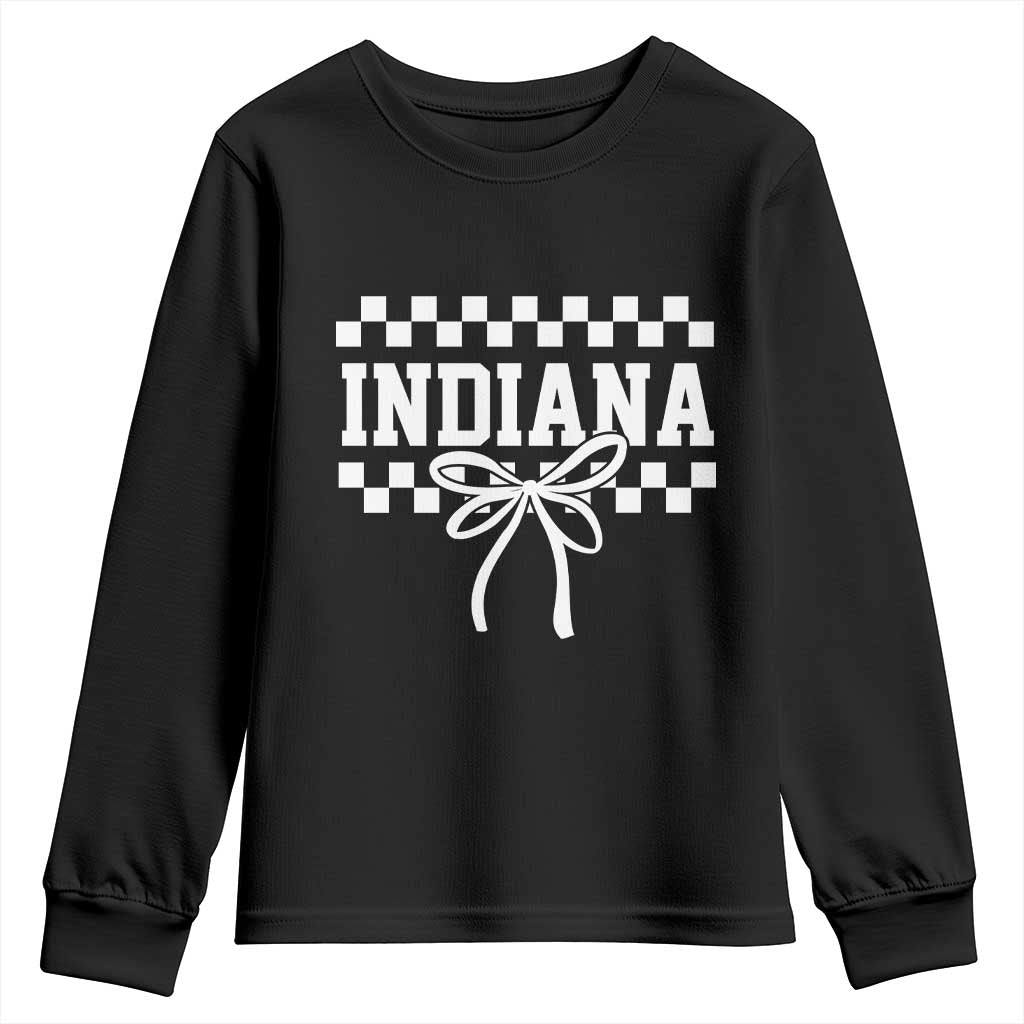 Retro Indiana Youth Sweatshirt Coquette Bow Checkered Women Girls Kids TS10 Black Print Your Wear