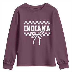 Retro Indiana Youth Sweatshirt Coquette Bow Checkered Women Girls Kids TS10 Maroon Print Your Wear