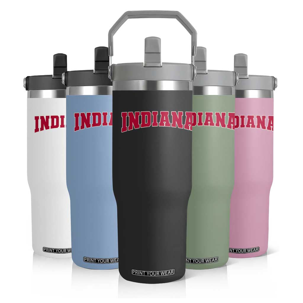 Retro Indiana Flip Straw Tumbler Vintage Athletic Sports Style 80s 90s Red Design TS10 Print Your Wear