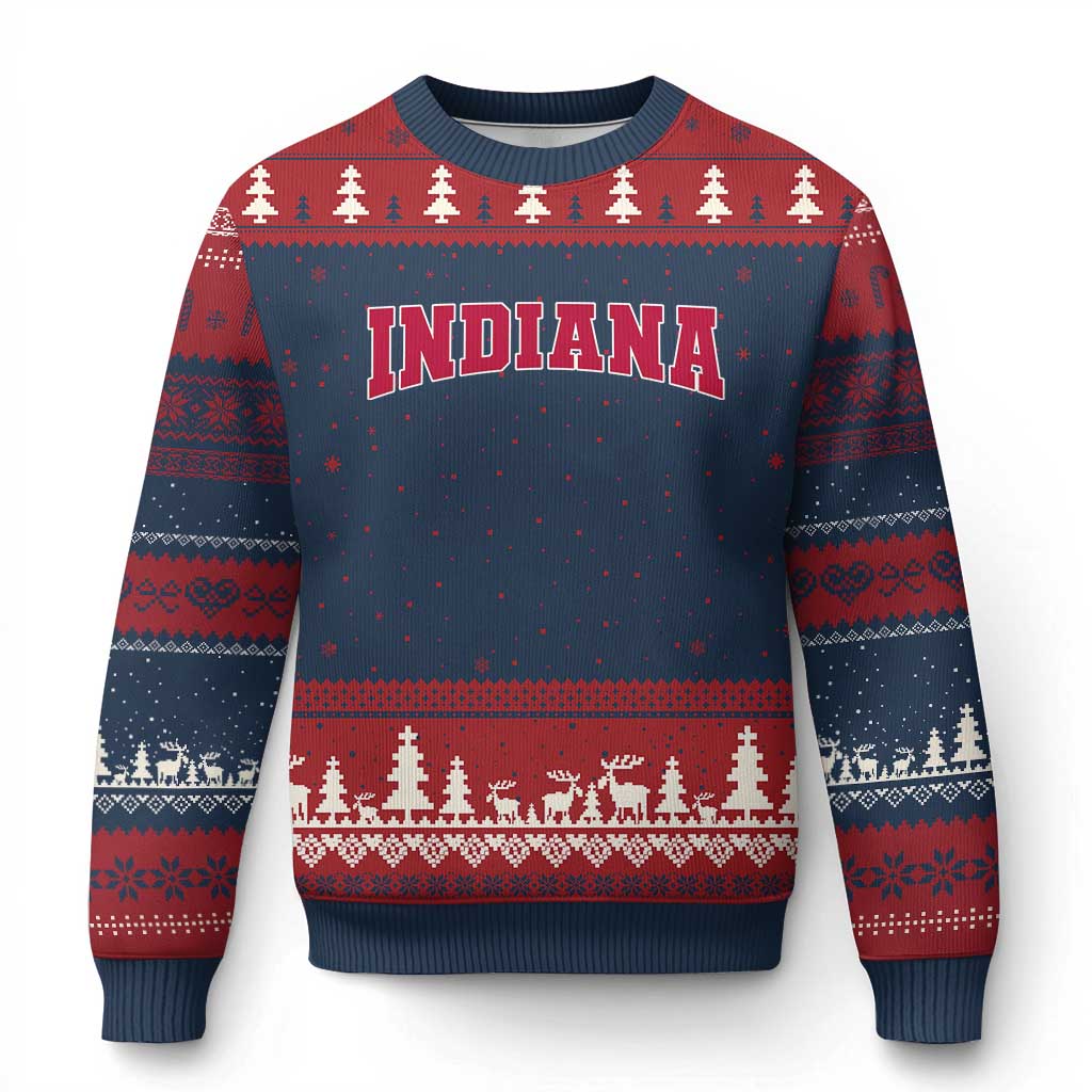 Retro Indiana Ugly Christmas Sweater Vintage Athletic Sports Style 80s 90s Red Design TS10 Navy Red Print Your Wear