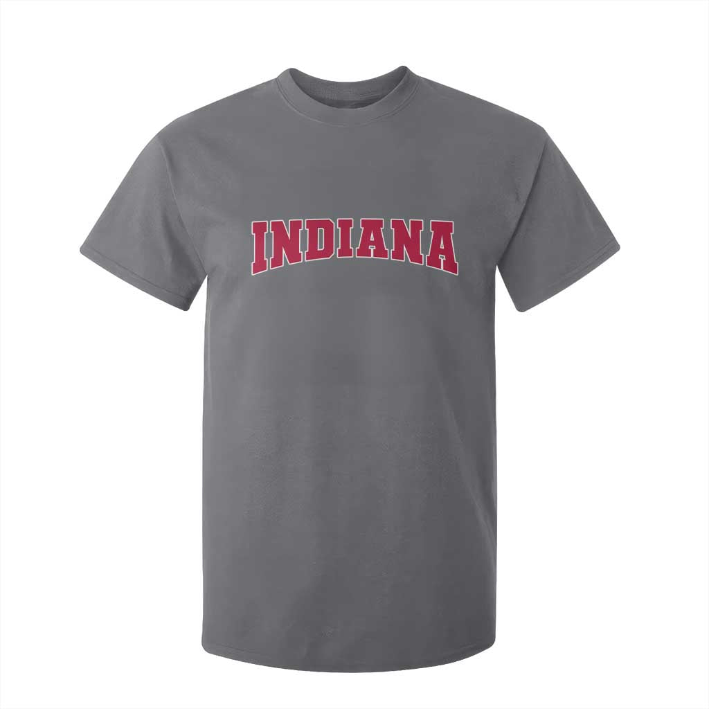Retro Indiana T Shirt For Kid Vintage Athletic Sports Style 80s 90s Red Design TS10 Charcoal Print Your Wear