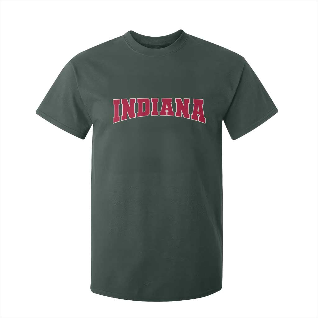Retro Indiana T Shirt For Kid Vintage Athletic Sports Style 80s 90s Red Design TS10 Dark Forest Green Print Your Wear