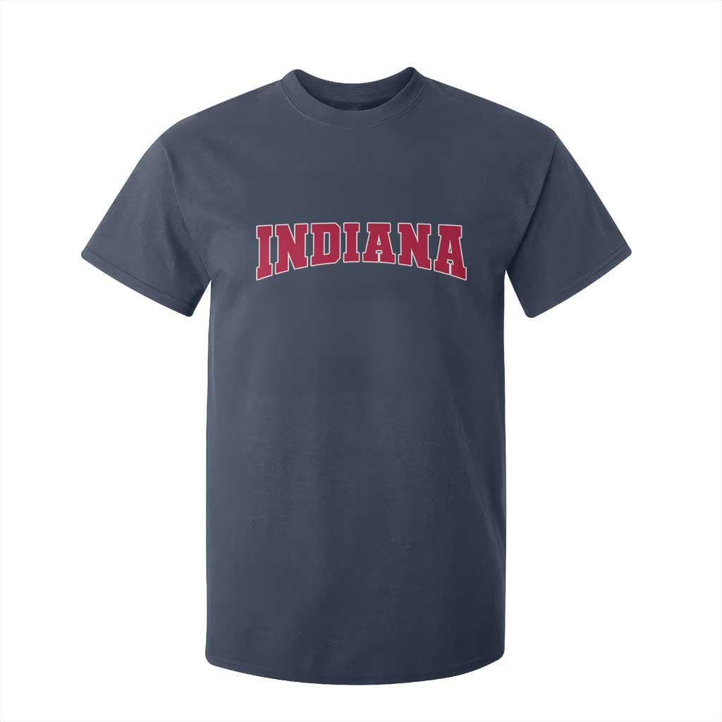 Retro Indiana T Shirt For Kid Vintage Athletic Sports Style 80s 90s Red Design TS10 Navy Print Your Wear
