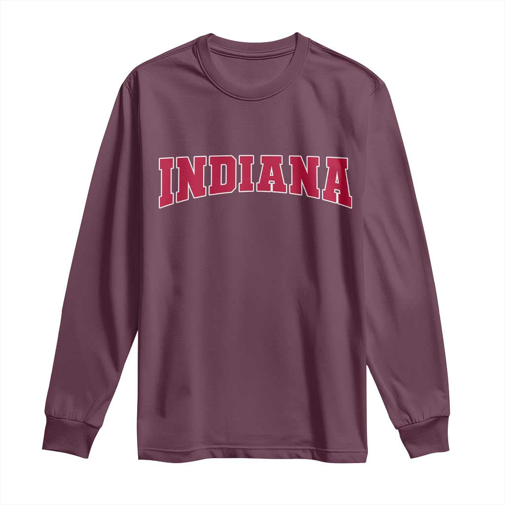 Retro Indiana Long Sleeve Shirt Vintage Athletic Sports Style 80s 90s Red Design TS10 Maroon Print Your Wear