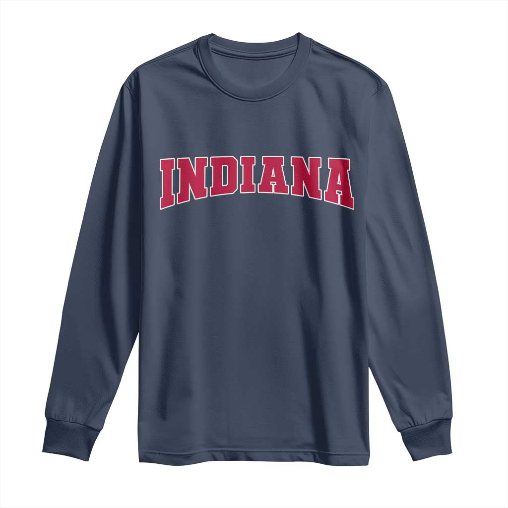 Retro Indiana Long Sleeve Shirt Vintage Athletic Sports Style 80s 90s Red Design TS10 Navy Print Your Wear