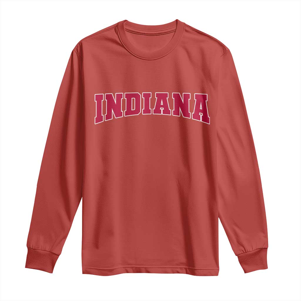 Retro Indiana Long Sleeve Shirt Vintage Athletic Sports Style 80s 90s Red Design TS10 Red Print Your Wear