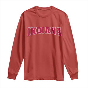 Retro Indiana Long Sleeve Shirt Vintage Athletic Sports Style 80s 90s Red Design TS10 Red Print Your Wear