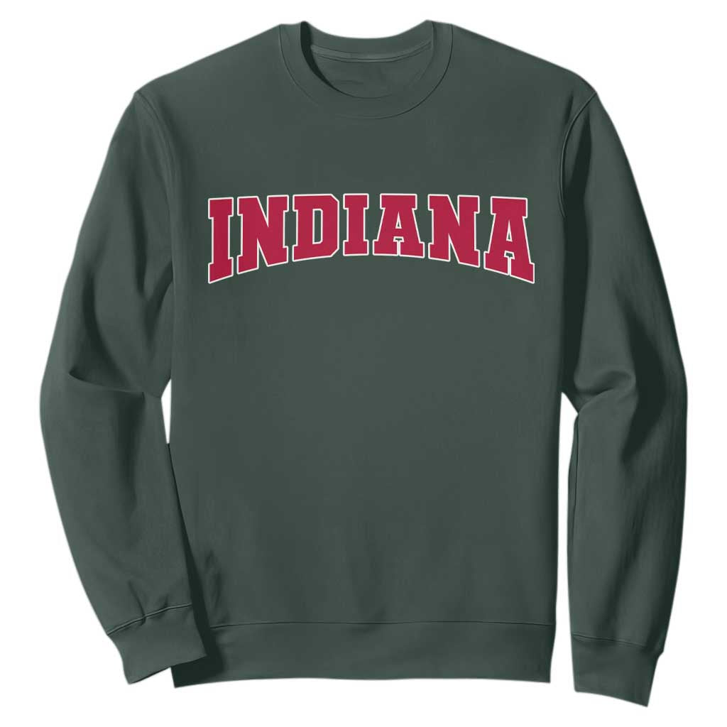 Retro Indiana Sweatshirt Vintage Athletic Sports Style 80s 90s Red Design TS10 Dark Forest Green Print Your Wear