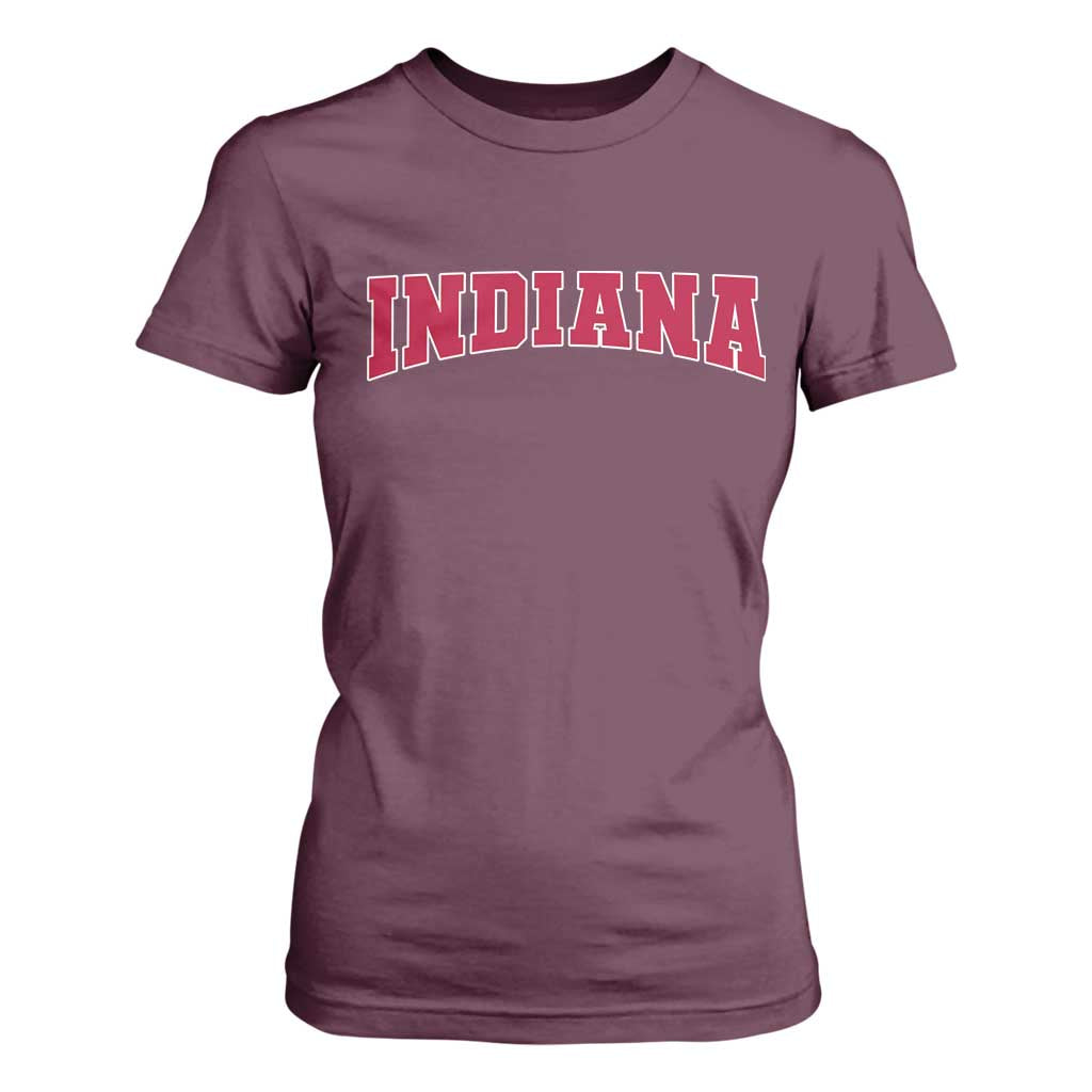 Retro Indiana T Shirt For Women Vintage Athletic Sports Style 80s 90s Red Design TS10 Maroon Print Your Wear