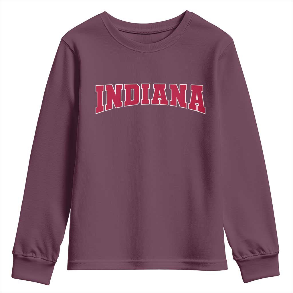 Retro Indiana Youth Sweatshirt Vintage Athletic Sports Style 80s 90s Red Design TS10 Maroon Print Your Wear
