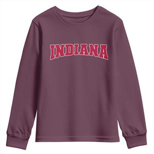 Retro Indiana Youth Sweatshirt Vintage Athletic Sports Style 80s 90s Red Design TS10 Maroon Print Your Wear