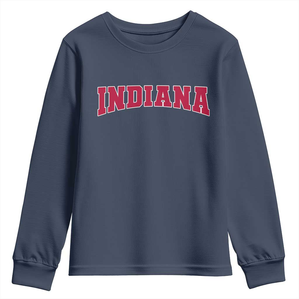 Retro Indiana Youth Sweatshirt Vintage Athletic Sports Style 80s 90s Red Design TS10 Navy Print Your Wear