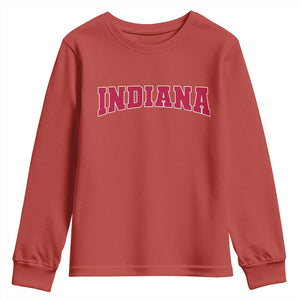 Retro Indiana Youth Sweatshirt Vintage Athletic Sports Style 80s 90s Red Design TS10 Red Print Your Wear