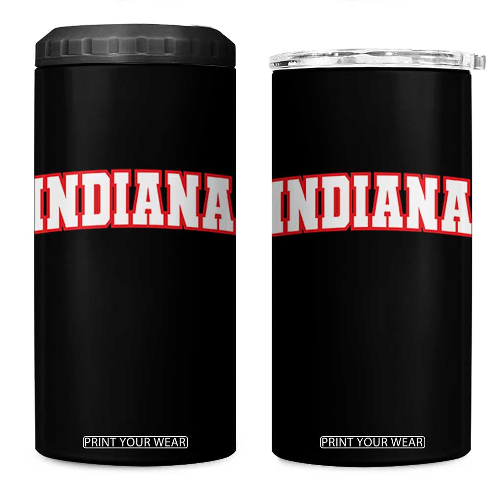 Indiana Fan 4 in 1 Can Cooler Tumbler Vintage Athletic Sports Game Day TS10 One Size: 16 oz Black Print Your Wear
