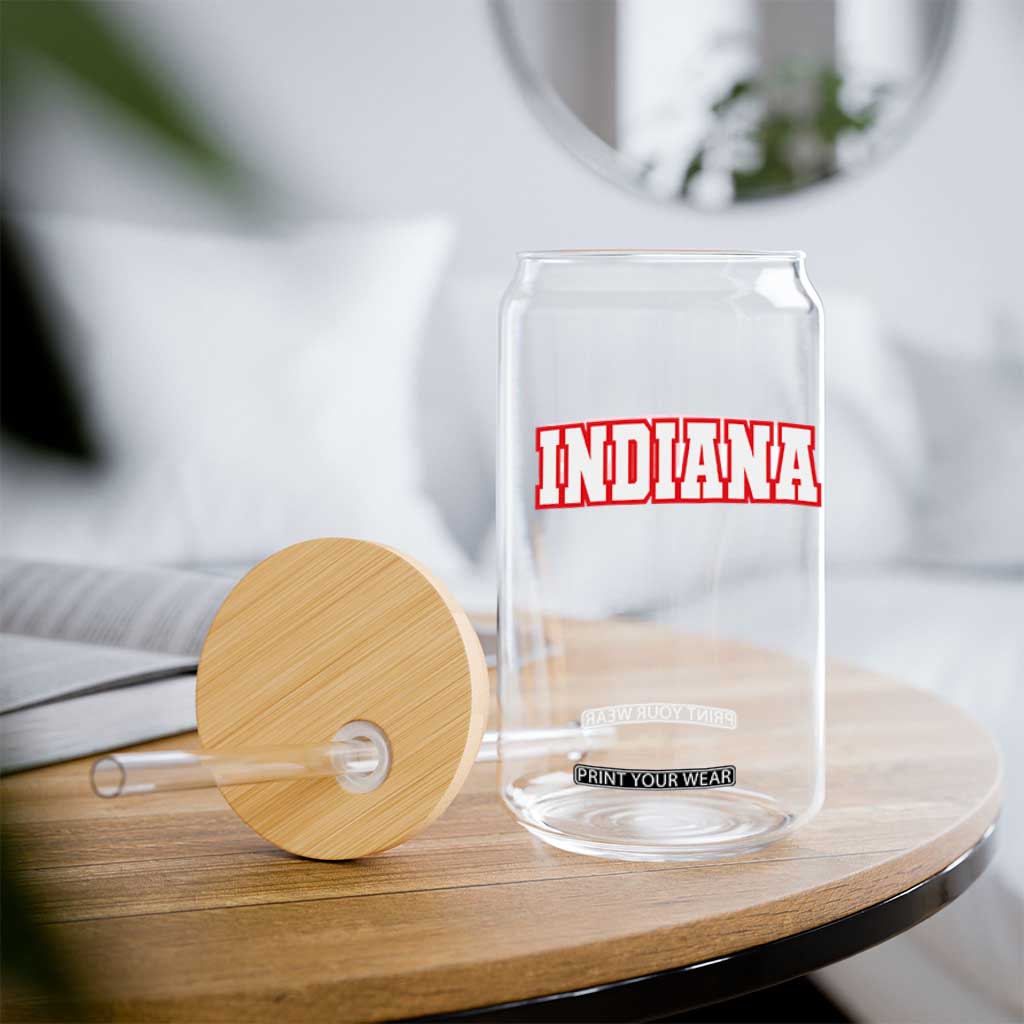 Indiana Fan Glass Can Vintage Athletic Sports Game Day TS10 Print Your Wear
