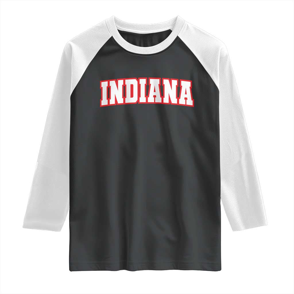 Indiana Fan Raglan Shirt Vintage Athletic Sports Game Day TS10 Black White Print Your Wear