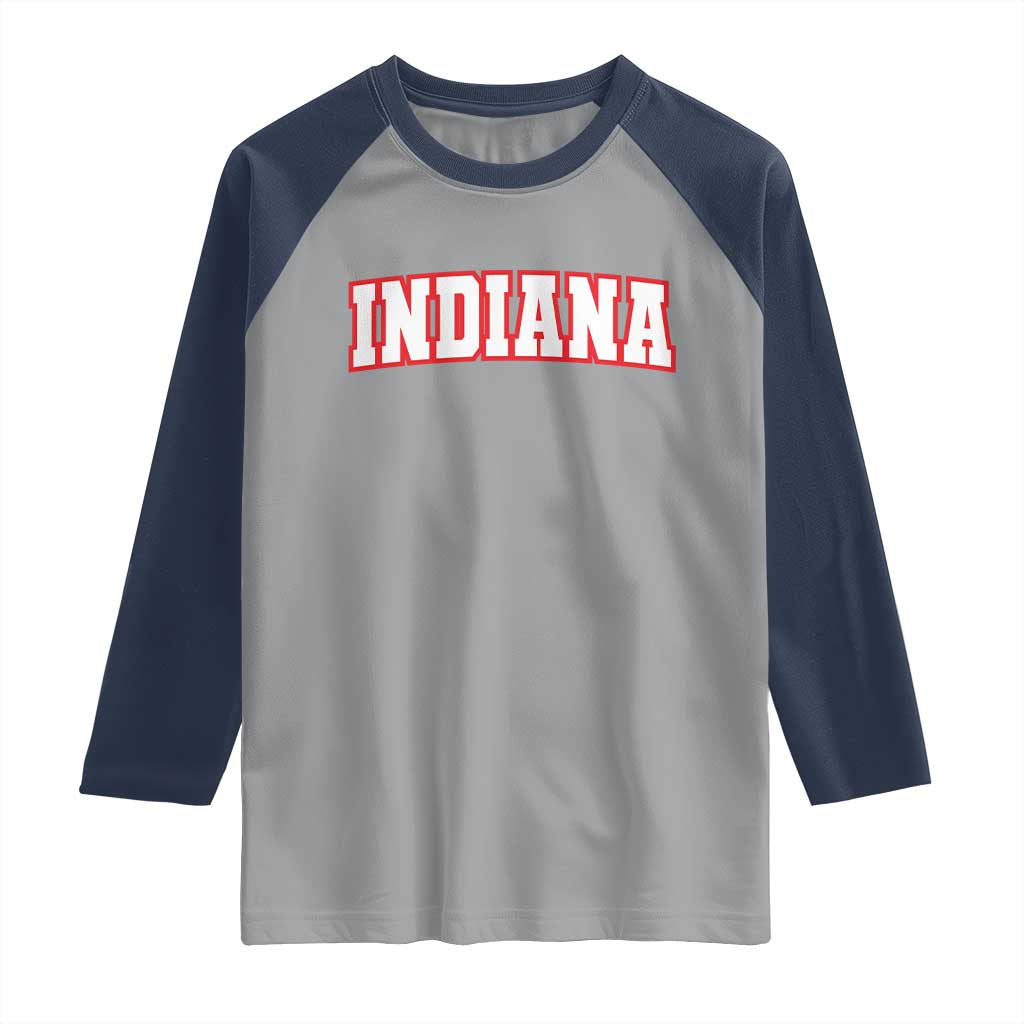 Indiana Fan Raglan Shirt Vintage Athletic Sports Game Day TS10 Sport Gray Navy Print Your Wear