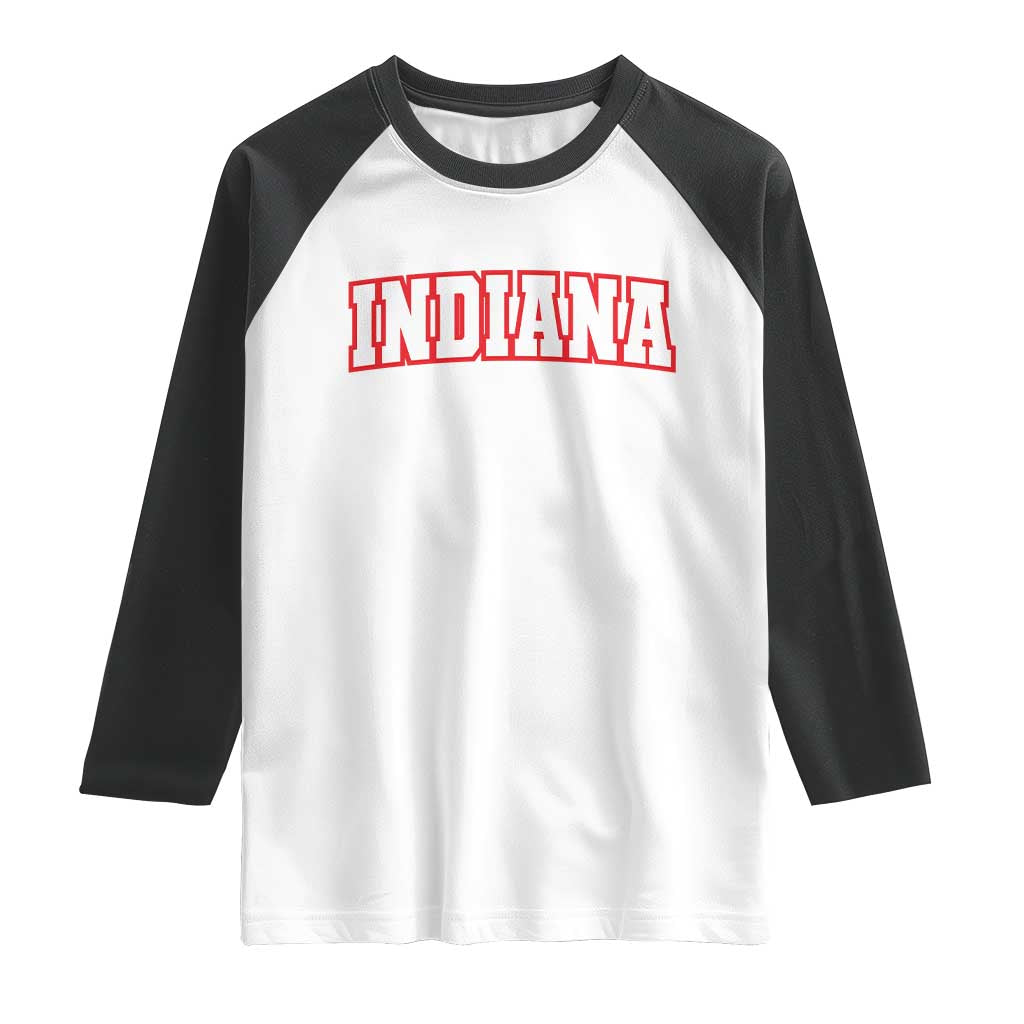 Indiana Fan Raglan Shirt Vintage Athletic Sports Game Day TS10 White Black Print Your Wear