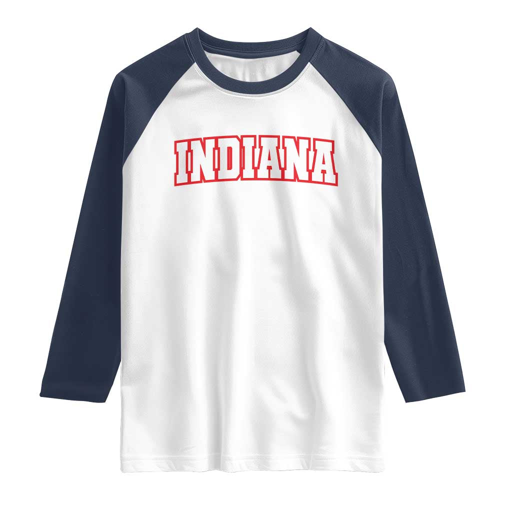 Indiana Fan Raglan Shirt Vintage Athletic Sports Game Day TS10 White Navy Print Your Wear