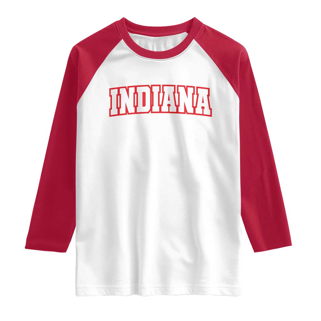 Indiana Fan Raglan Shirt Vintage Athletic Sports Game Day TS10 White Red Print Your Wear