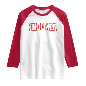 Indiana Fan Raglan Shirt Vintage Athletic Sports Game Day TS10 White Red Print Your Wear
